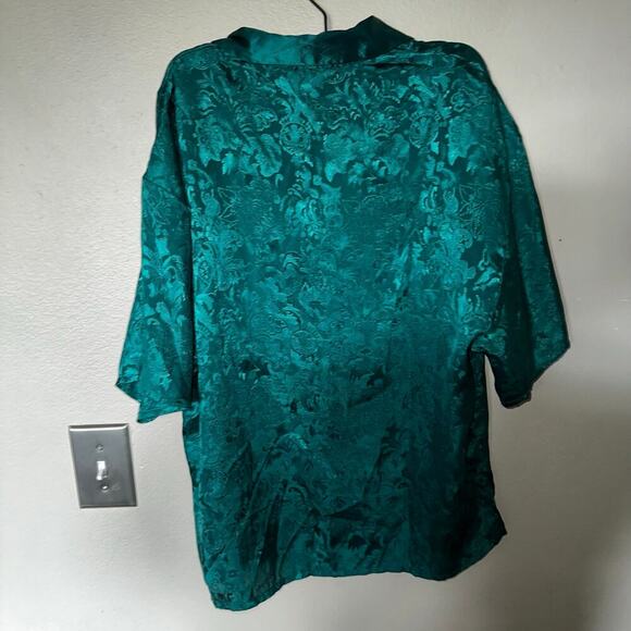 Vintage Victoria Secret Gold Label Emerald Green Paisley top sz l - Picture 2 of 4